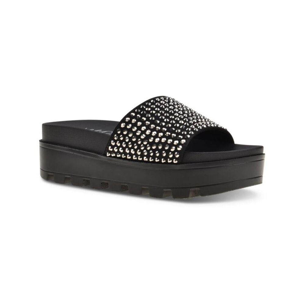 NWT SAM EDELMAN Womens Black Elevated Round Toe Slip On Slide Sandals 8 M